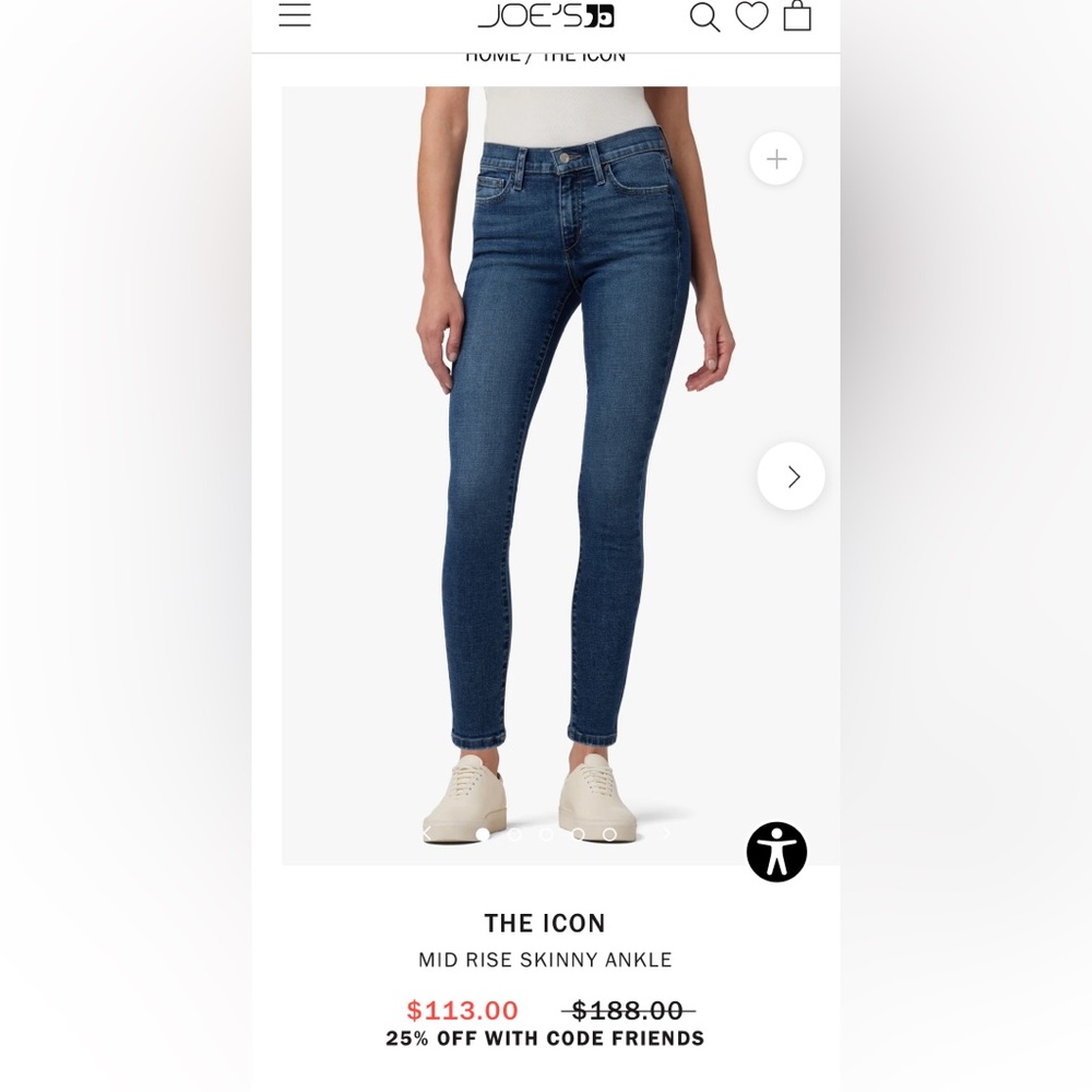 Joe’s Jeans The Icon Midrise Skinny Ankle Size 30 Wash Sky